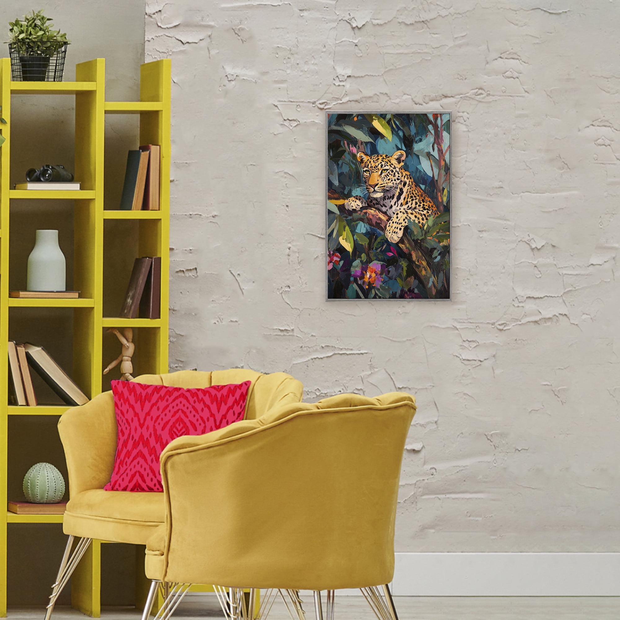 Stupell Industries One The Wild Side Leopard Gray Framed Giclee Art, design by Petal Prints Design
