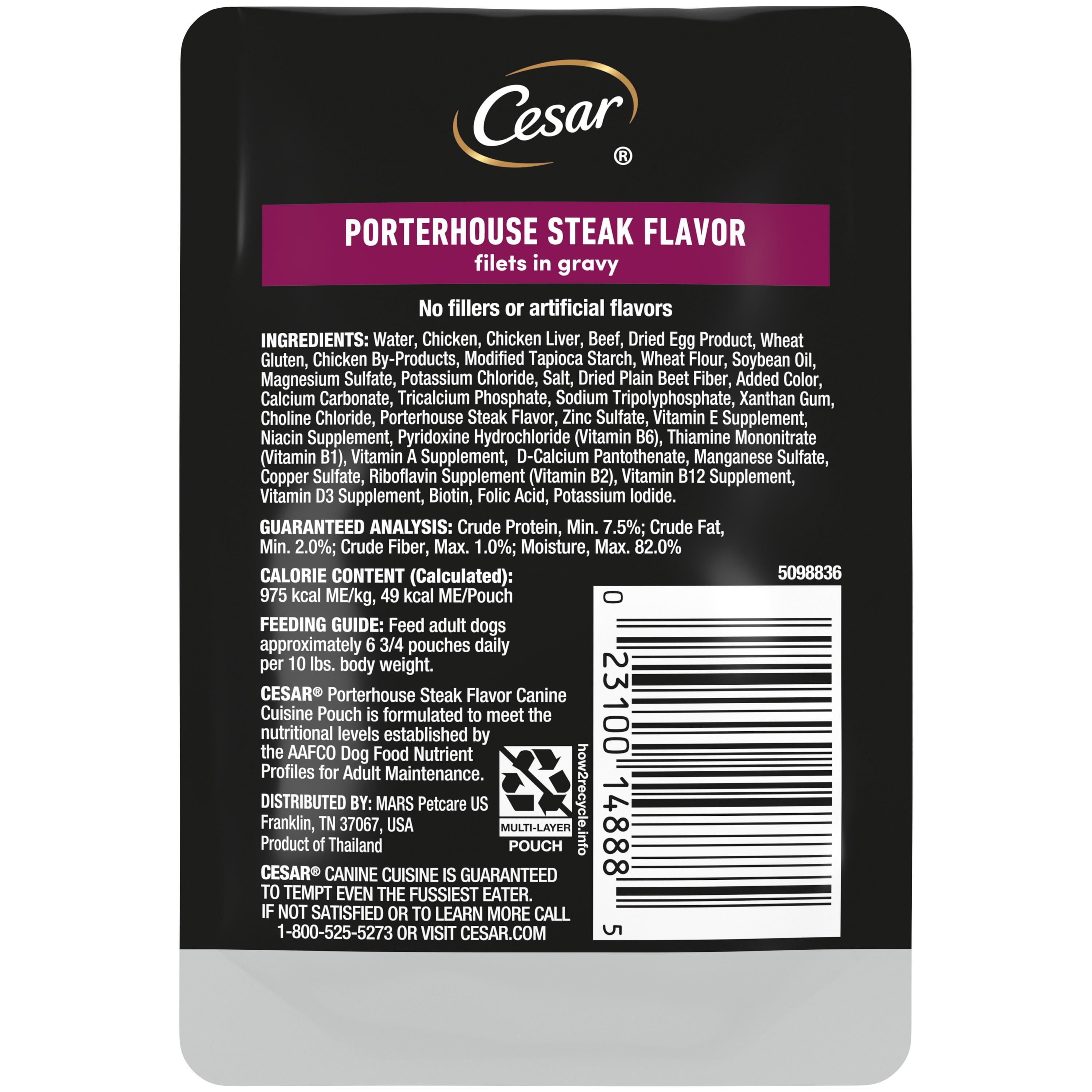 CESAR Wet Dog Pouch Porterhouse Steak 1ct