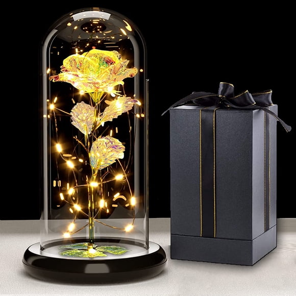 JZ-Galaxy Rose for Her, Light Up Rose Flowers, Artificial Flower Rose Gift for Women Mom Wife Lover, Rose Flower in Glass Dome Present for Thanksgiving,Wedding, Birthday, Anniversary