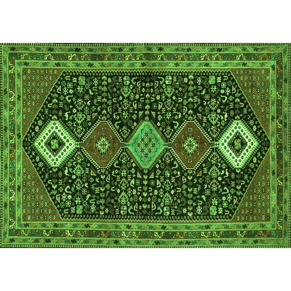 Ahgly Company Indoor Rectangle Persian Green Traditional Area Rugs, 5' x 7'