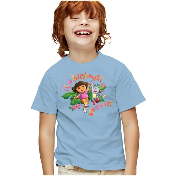 Popfunk Dora The Explorer Lo Hicimos! We Did It! Kids T Shirt for Youth Boys and Girls, Light Blue, Small