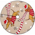 thumbnail image 1 of FMSHPON Dachshund in Red Jersey Scarf Xmas Christmas Tree Skirt Stand Mat for Holiday Party Decoration Indoor Outdoor 48 inches, 1 of 3
