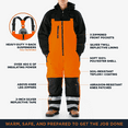 thumbnail image 3 of RefrigiWear HiVis Insulated Softshell Bib Overalls - ANSI Class E, -20°F Comfort, Durable, Water-Repellent, High-Visibility Workwear, 3 of 6