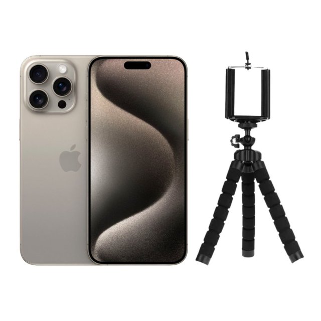 iPhone 15 Pro Max 256GB Natural CHIP Reacondicionado más Tripode