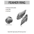 thumbnail image 2 of 925 Sterling Silver Double Feather Open Ring for Men, Vintage Black White Crystal Angel Wing Adjustable Wrap Ring, Gothic Biker Feather Statement Jewelry Gift for Him, 2 of 3