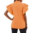 thumbnail image 3 of Women Summer Ruffled Button Down Shirt Short Sleeve, 3 of 3
