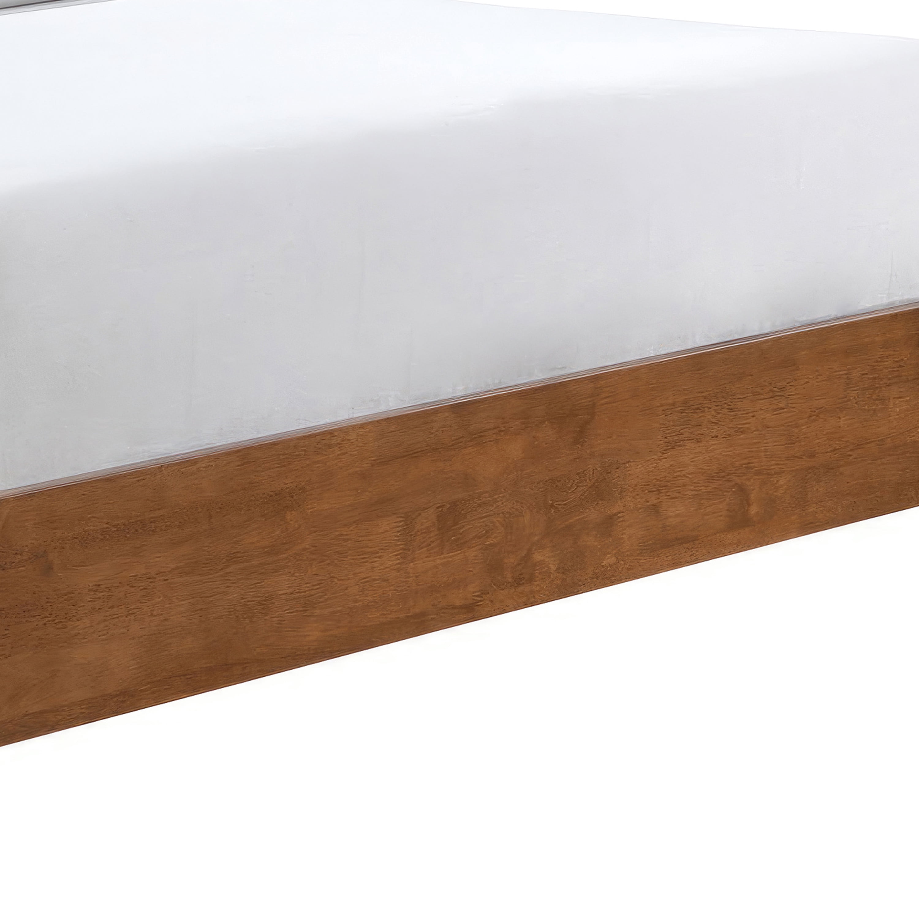 Furniture of America Erik Adult Queen Boucle Fabric and Solid Wood Mattress Ready Bed, Walnut