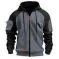 thumbnail image 1 of Ceisia Men's Long Sleeve Jacket Drawstring Full-Zip with Kanga Pocket Color Block Sweatshirts Casual Hoodies Dark Gray XXL Gift, 1 of 5
