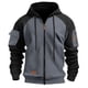 thumbnail image 1 of Ceisia Men's Long Sleeve Jacket Drawstring Full-Zip with Kanga Pocket Color Block Sweatshirts Casual Hoodies Dark Gray L Gift, 1 of 5