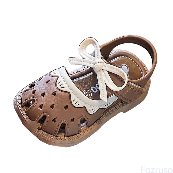 Fozruso Girls Sandals For Toddlers 1 4 Years Breathable Lightweight Casual Outdoor Summer Shoes For Everyday Wear,Sizes 5 Toddlers 6-9 Months(Brown)