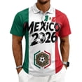 thumbnail image 4 of 2026 Soccer Cup Jersey for Men, Polo Collar Short Sleeve Country Flag & Ball Graphic Top - Moisture-Wicking Fan Tee for Stadium & Daily Outings Green XL, 4 of 5