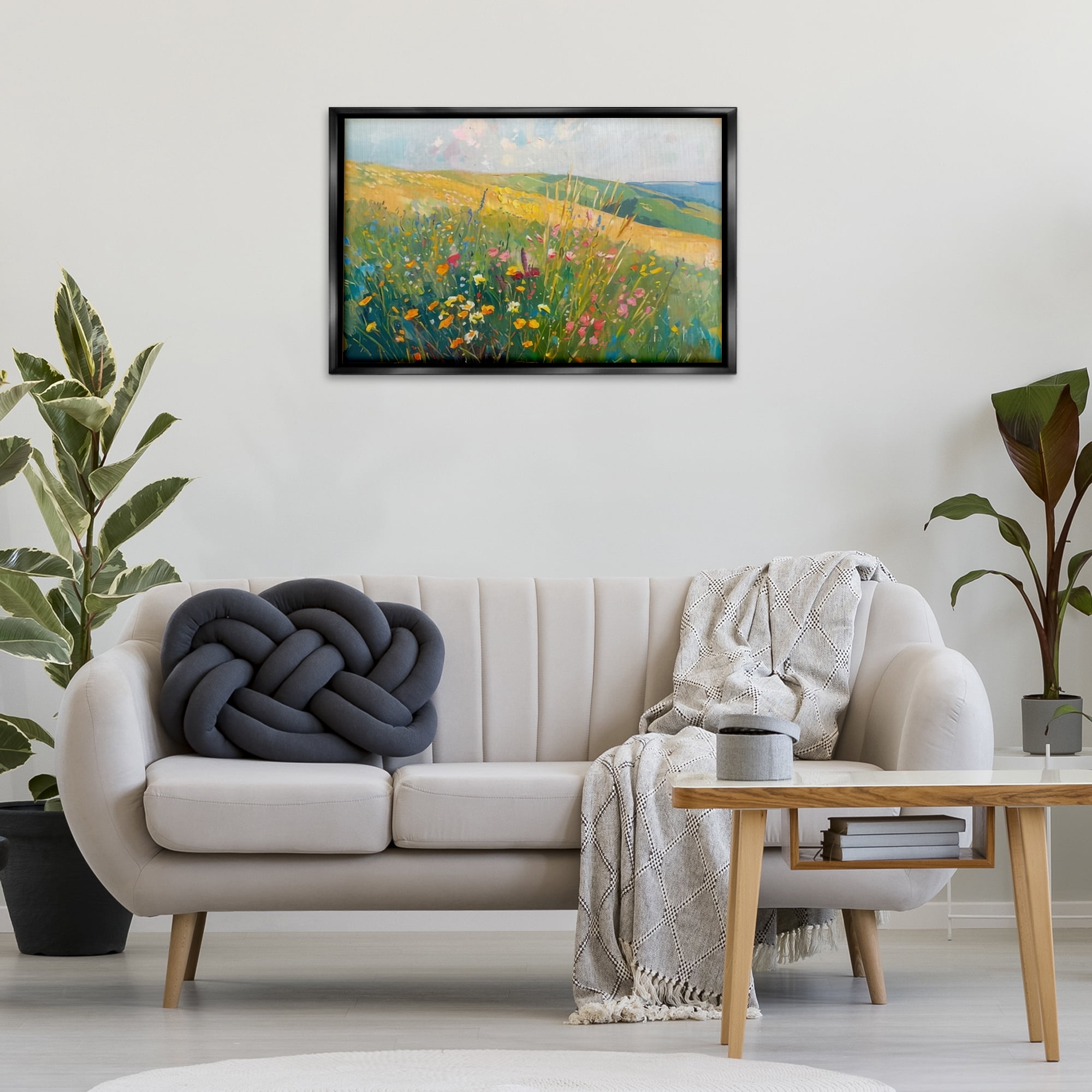 Stupell Industries Wildflower Hills View Landscape & Nature Painting Black Floater Framed Canvas Art Print Wall Art, 31 x 21