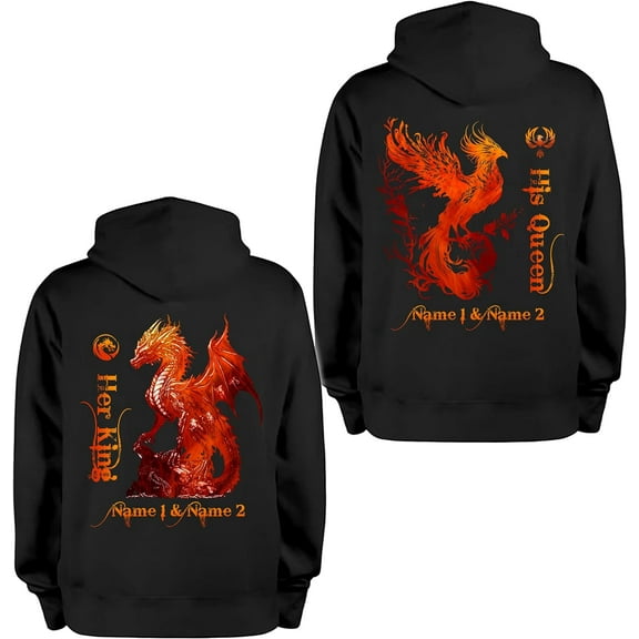 Dragon Her King/ His Queen Couple Matching Hoodie 2D S-5XL Unisex