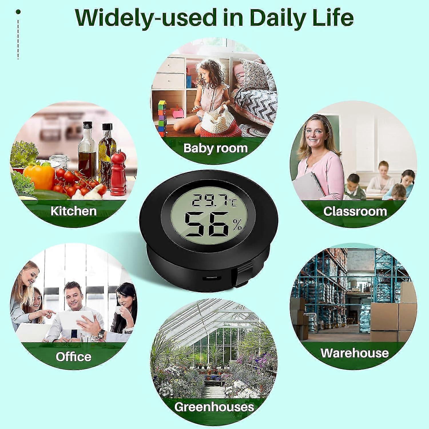 3-pack Hygrometer Thermometer Digital Lcd Monitor Humidity Meter Gauge For Humidifiers Dehumidifiers Greenhouse Basement Babyroom