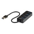 thumbnail image 1 of StarTech.com 4 Port USB 3.0 Hub, USB-A to 4x USB 3.0 Type-A with Individual On/Off Port Switches, SuperSpeed 5Gbps USB 3.1/USB 3.2 Gen 1, USB Bus Powered, Portable, 9.8" Attached Cable - Windows/macOS/Linux (HB30A4AIB) - Hub - 4 x USB 3.1 Gen 1 - desktop - for P/N: HB30C4AIB, 1 of 6