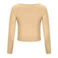 thumbnail image 3 of ICHUANYI Women's Long Sleeve Solid Color Navel-Baring Neck T-Shirt Bottoming Top, 3 of 6