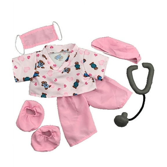 Plush Gear Pink Scrubs Outfit for Teddy Bear and Stuffed Animals
