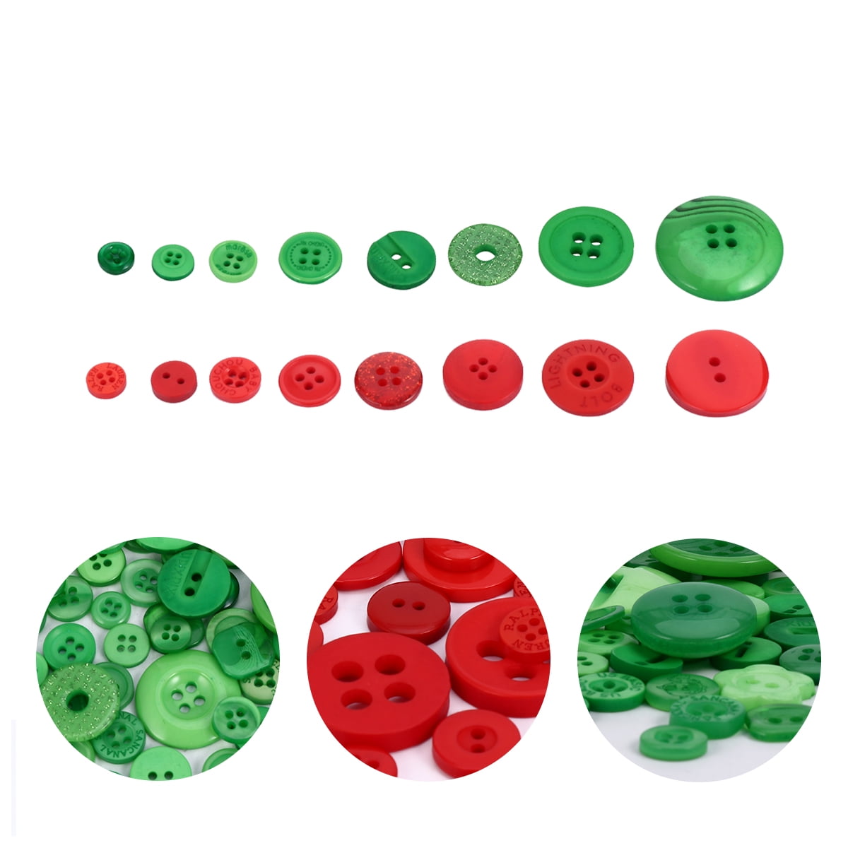 WRITWAA 1320-Piece Resin Button Set in Christmas Red and Green for Crafts, Knitting, Crochet, Projects and Holiday Decorations