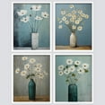 thumbnail image 2 of PixonSign Framed Wall Art Vintage Daisy Floral Illustrations Posters, Set of 4 Rustic Country Style White Flowers in Vases Fine Art Nature Wilderness Canvas Prints for Home Decor - 8"x10" White, 2 of 5