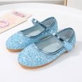 thumbnail image 2 of Quealent Mary Jane Flats for Toddler Girls Little Kids Glittery Dress Princess Wedding Ballet Shoes Blue for Size 1, 2 of 8
