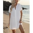 thumbnail image 6 of Women's Swimsuit Cover Up Shirt V Neck Short Sleeve Bathing Suit Coverups Summer Beach Cover Ups, 6 of 9