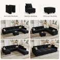 thumbnail image 3 of HONBAY Modern Upholstered Sofa Couch Bed with Movable Storage Ottoman for Apartment, Black, 3 of 6