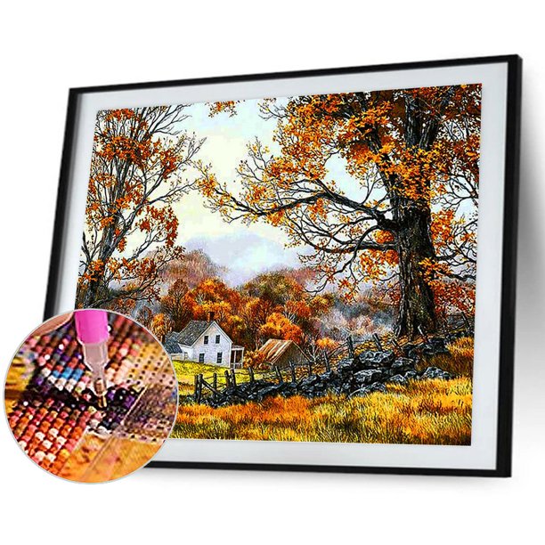 Cuadros Decorativos 5D DIY Diamond Painting Kits Woods Cabin Full Round Drill Wall Decor Art Crafts Tmvgtek embutido en tela