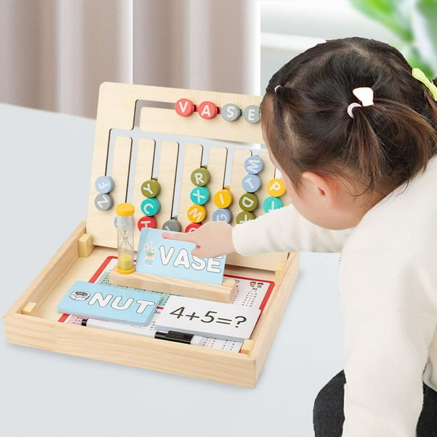 Juego de ortografía de letras a juego de laberinto de madera, rompecabezas deslizante, juguetes educativos preescolares, juego de mesa familiar para CUTICAT rompecabezas de diapositivas montessori