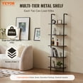 thumbnail image 2 of VEVOR Ladder Shelf, 5-Tier Bookshelf 17.3x11.8in, Open Wall-Mounted Ladder Shelf with Metal Frame,Storage Rack Sundries Holder for Kitchen Bedroom Bathroom Living Room, Black, 2 of 9