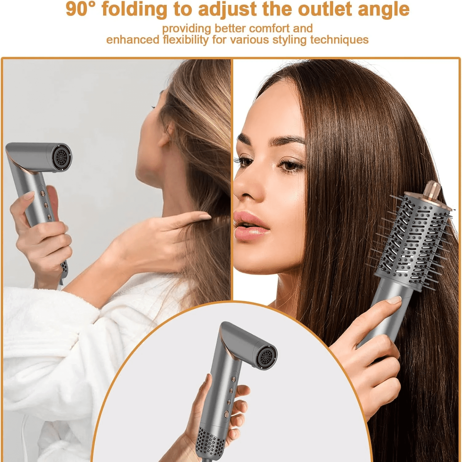 Complete Salon Styling Kit with Foldable Handle, 8-in-1 Versatile Hot Air Styler with Auto-Wrap Curlers & Ionic Technology for All Hair Types (Drying, Curling, Straightening)
