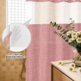 thumbnail image 3 of No Hook Shower Curtain, Vintage Peach Pink Shower Curtains for Bathroom with See Through Top Window, Farmhouse Retro Solid Color Linen Texture Waterproof & Washable Bath Curtain 60"x72", 3 of 9