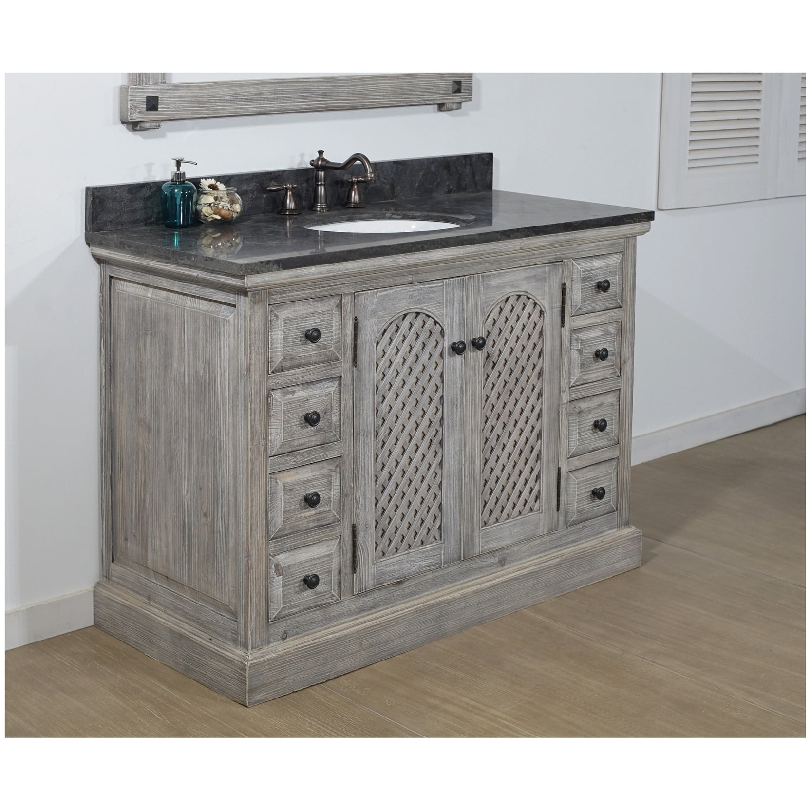 Infurniture Rustic Style 48inch Bathroom Vanity in Distressed Grey