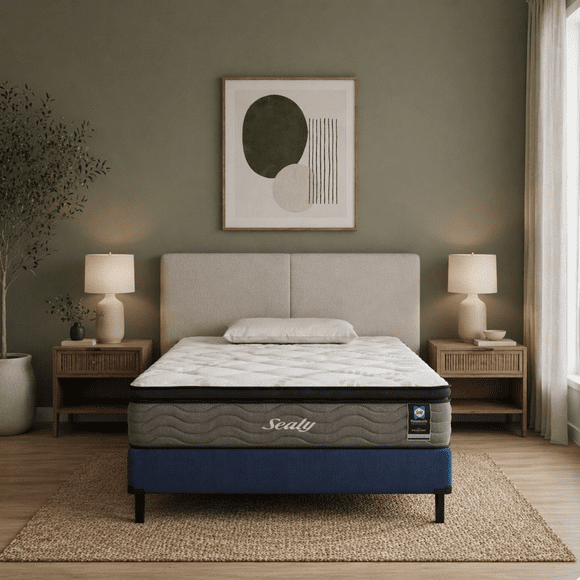 Colchón Matrimonial Sealy Posturetech Premium + Almohada Sealy Active | Tecnología PostureTech | Ortopédico