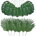 thumbnail image 2 of Sunjoy Tech 22PCS Artificial Palm Leaves Faux Monstera Leaves Stems Tropical Plant Simulation Safari Leaves for Hawaiian Party Jungle Beach Theme Party Table Leave Decorations, 2 of 8