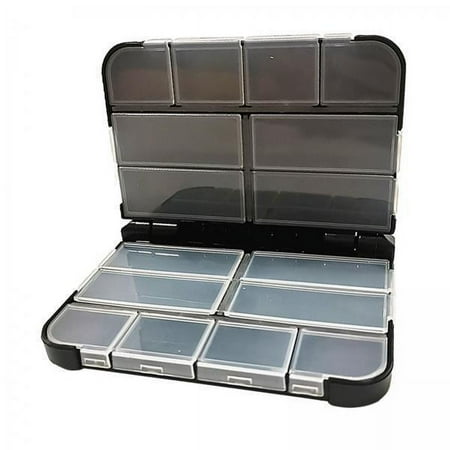 figatia 2xFishing Tackle Box Compact Fishing Storage Box for Freshwater Camping Travel 13cmx10cmx3cm