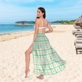 thumbnail image 6 of FORMRS Womens Long Sarong Beach Wrap Semi-Sheer Bikini Skirt Bathing Swimsuit Cover Up, Green Blossom Mosaic, 6 of 7