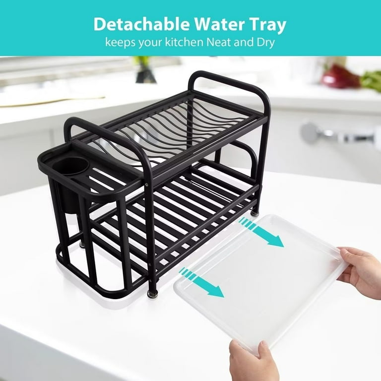 MAJALiS 304 Stainless Steel Dish Drying Rack, Large Dish Rack and  Drainboard Set, 2 Tier Dish Drainers for Kitchen Counter with Cutting Board  Holder