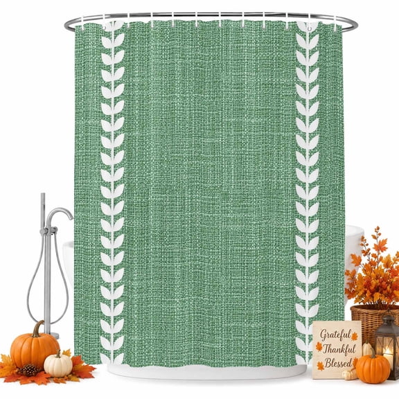 Forest Sage Green Shower Curtain Set - Standard 72" x 72" Washable Bathtub Curtain with 12 Hooks, Spring Botanical Lines Art Simple Waterproof Fabric Stall Shower Curtains for Bathroom/Bathtub Décor