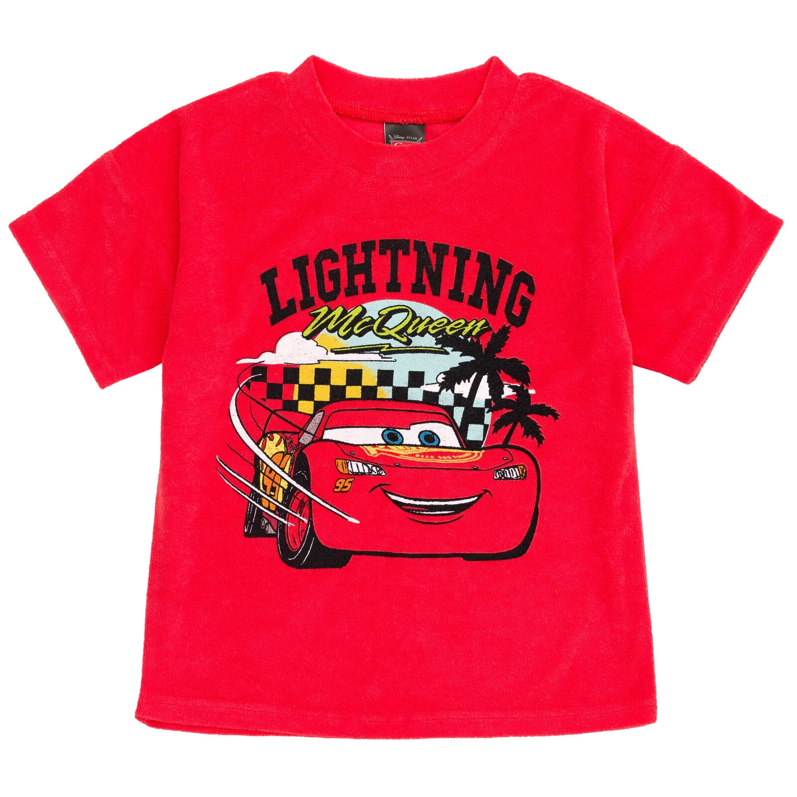 Disney Cars Toddler Boys' Loop Terry 2-Piece T-Shirt and Shorts Set Lightning McQueen Red