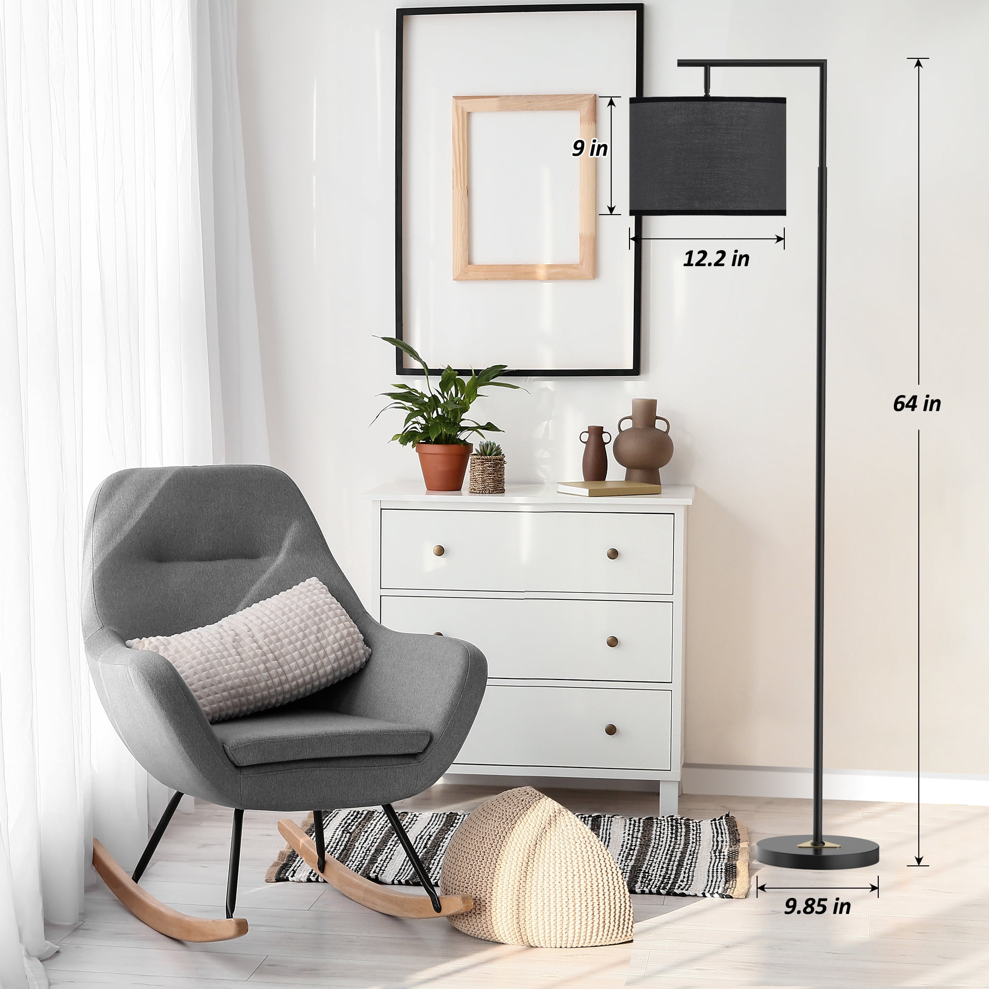 64'' Arched/Arc Floor Lamp with Remote Control and Bulb Included