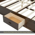 thumbnail image 5 of King Size Wood Platform Bed with Multi-storage Headboard, USB and Drawers, Antique Wood Color, 5 of 12
