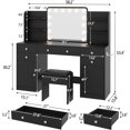 thumbnail image 2 of Akaber Vanity with Mirror and Lights, 58.2" Makeup Vanity Table with LED Lights and Power Outlet, Black Vanity Desk with Stool, 2 of 8