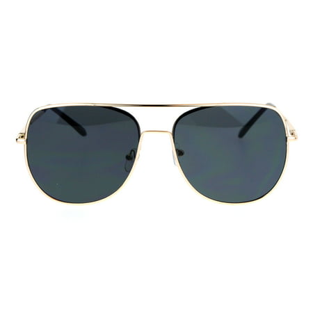 SA106 Mens Expose Lens Unique Flat Top Metal Aviator Sunglasses Gold Black