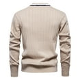 thumbnail image 5 of ibuvkizy Cardigan Sweaters for Men's Round Neck Knitted Pullover Long Sleeved Base Shirt Top Sweater Beige,M, 5 of 5