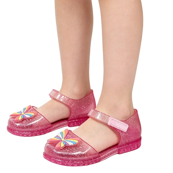SGMVNU Little Girls Jelly Sandals Closed Toe Soft Rubber Sole Water Beach Shoes Summer Mary Jane Kids Princess Dress Flat, Size 2.5-3 Years, Pink