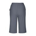 thumbnail image 7 of RPVATI Linen Shorts for Women Beach Elastic Waist Knee Length Summer Bermuda Shorts Stretch Drawstring Vacation Beach Capri Pants with Pockets Wine 3XL, 7 of 7