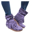 thumbnail image 4 of YLYL Women's Suede Tassel Mid Calf Boots Low Heel Fashion Retro Moccasins Winter Dress Shoes, 4 of 6