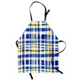thumbnail image 1 of Yellow and Blue Apron Retro Scottish Checkered Tartan with Color Stripes Lines Pattern, Unisex Kitchen Bib Apron with Adjustable Neck for Cooking Baking Gardening, Pale and Violet Blue, by Ambesonne, 1 of 3