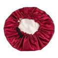 thumbnail image 2 of Double-Layer Satin Sleep Cap Adjustable Reversible Flat-Edge Silk-Like Hair Care Cap for Beauty & Makeup（black+wine red）, 2 of 13