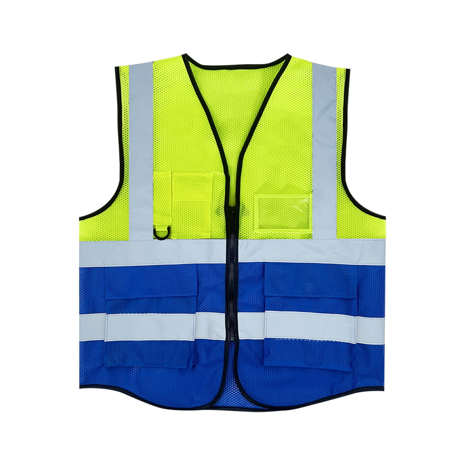 Handshe Men's Reflective Vest with Zipper Pockets, Mesh Panels, Sleeveless No Hood for Construction Work, Traffic Safety and Outdoor Jobs